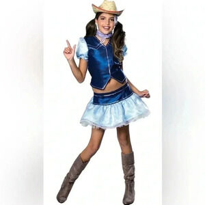 Cowgirl Bratz Sheriff Girl Wild West Blue  Fancy Dress Up Halloween Costume S